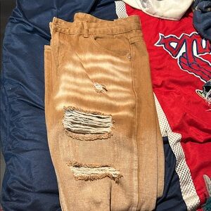 Distressed Brown Jeans